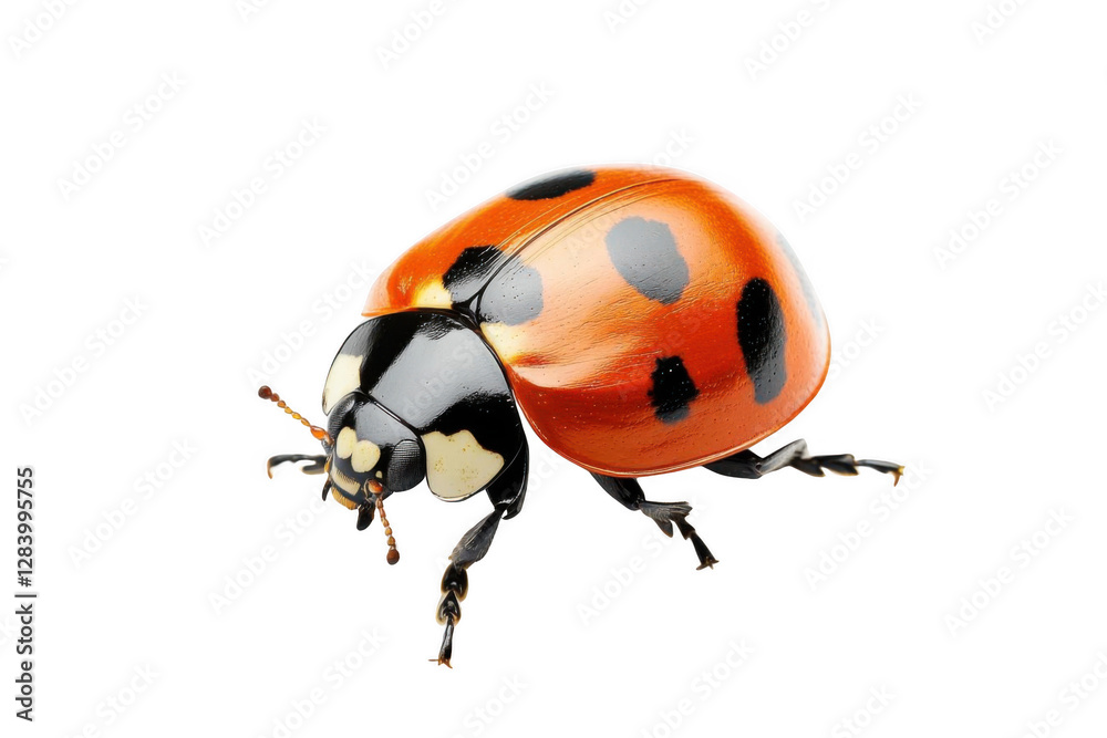 A Detailed Look at a Ladybug, a Red and Black Insect, Against a Black Background with Transparent Object A Detailed Look at a Ladybug, a Red and Black Insect, Against a Black Background with Transparent Object