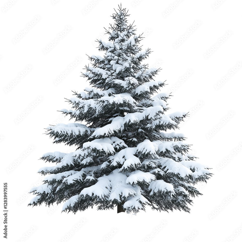 Fototapeta premium Snow-covered fir tree png isolated on transparent background