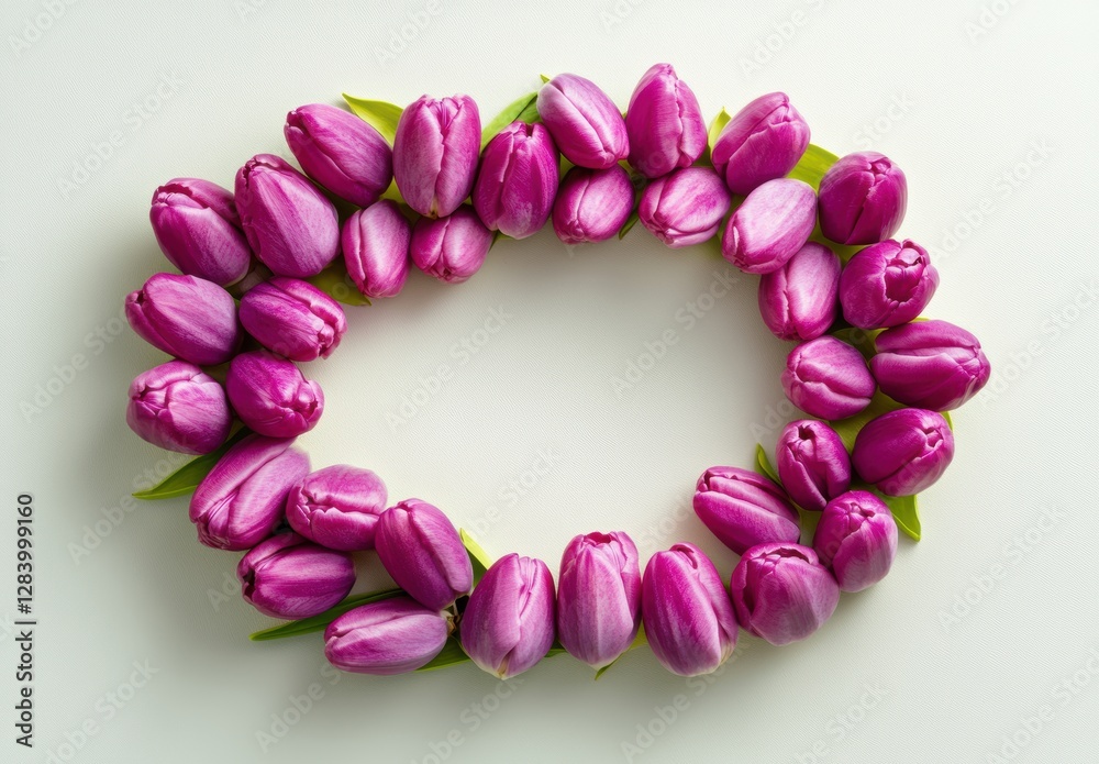 Obraz premium Pink Tulips in a Circular Arrangement on a White Background