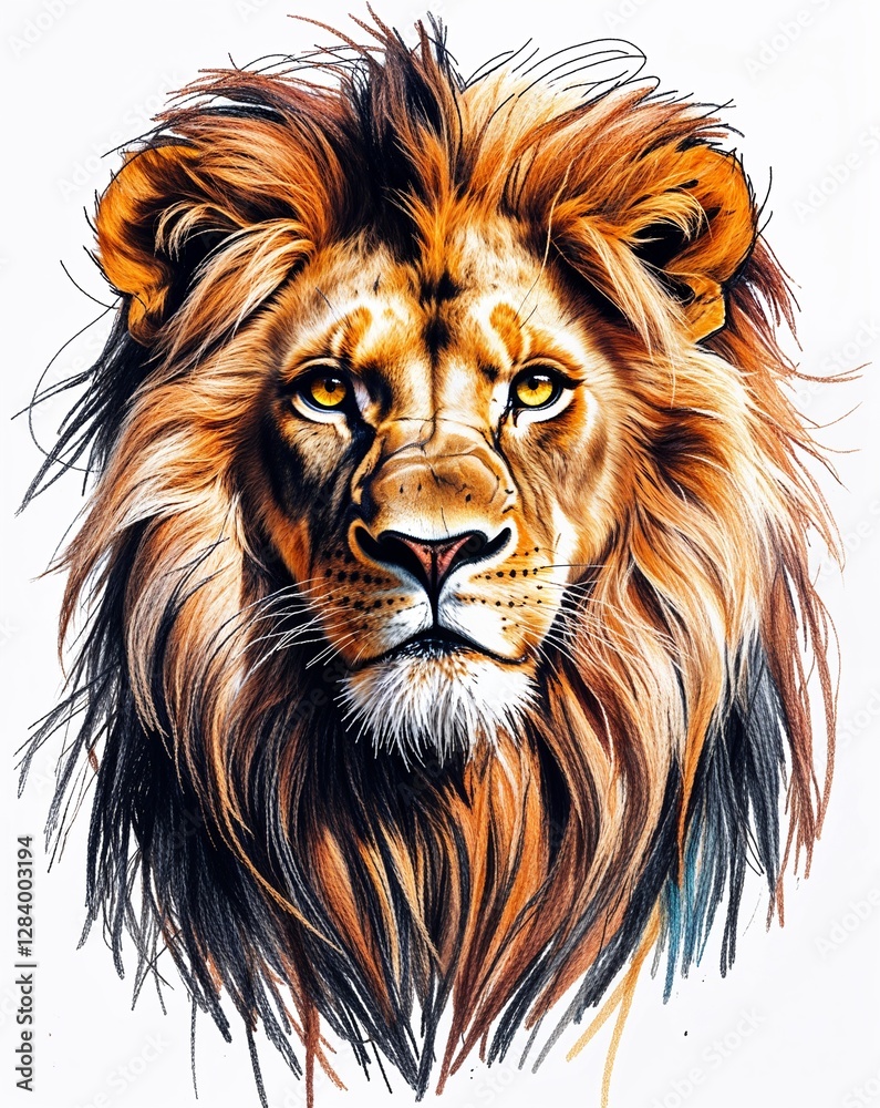 lion child like drawing on a white background crayon art whimsical youthful hand drawn cartoon lion child like drawing on a white background crayon art whimsical youthful hand drawn cartoon