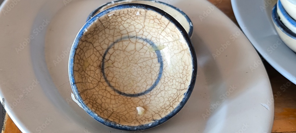 Thai dessert (khanom thuay) coconut milk custard in small porcelain cup . Thai dessert (khanom thuay) coconut milk custard in small porcelain cup .