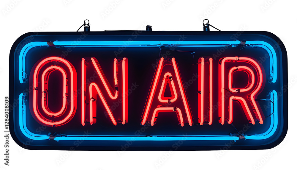 Neon Sign Displaying 'ON AIR' on a Transparent Background