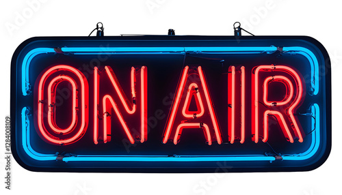 Neon Sign Displaying 'ON AIR' on a Transparent Background