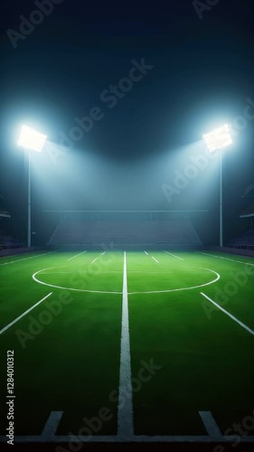 Soccer field with lights and a soccer field in the background