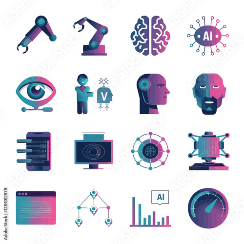 vector Artificial Intelligence model Robot  with ai info-graph design help in business
