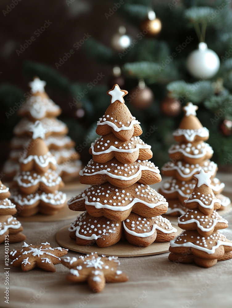 Gingerbread trees decorated for the festive season