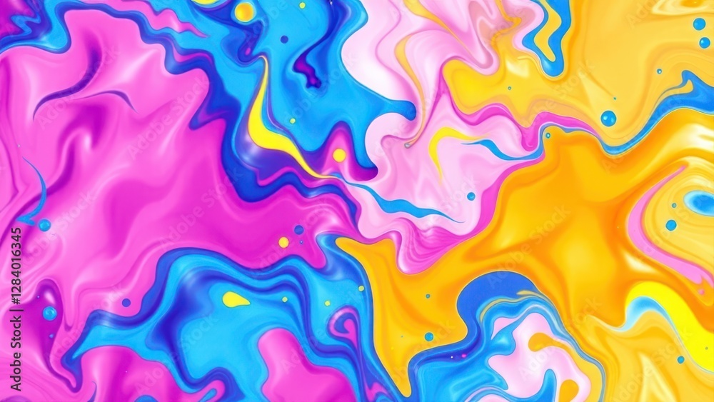 Fototapeta premium a colorful abstract background featuring a mix of bright hues such as blue, pink, and yellow, with fluid shapes and a sense of depth.