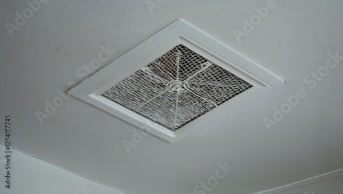 A white ceiling with a vent in the middle