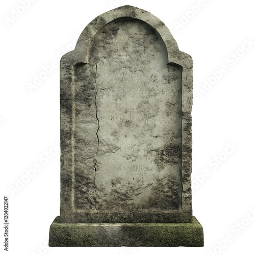 Weathered Gravestone With Mossy Base png isolated on transparent background