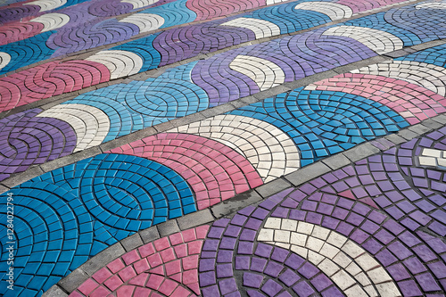 Vibrant Multicolored Circular Mosaic Tile Pattern Background