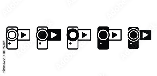 handy cam video icon vector design simple black white color illustration sets isolated