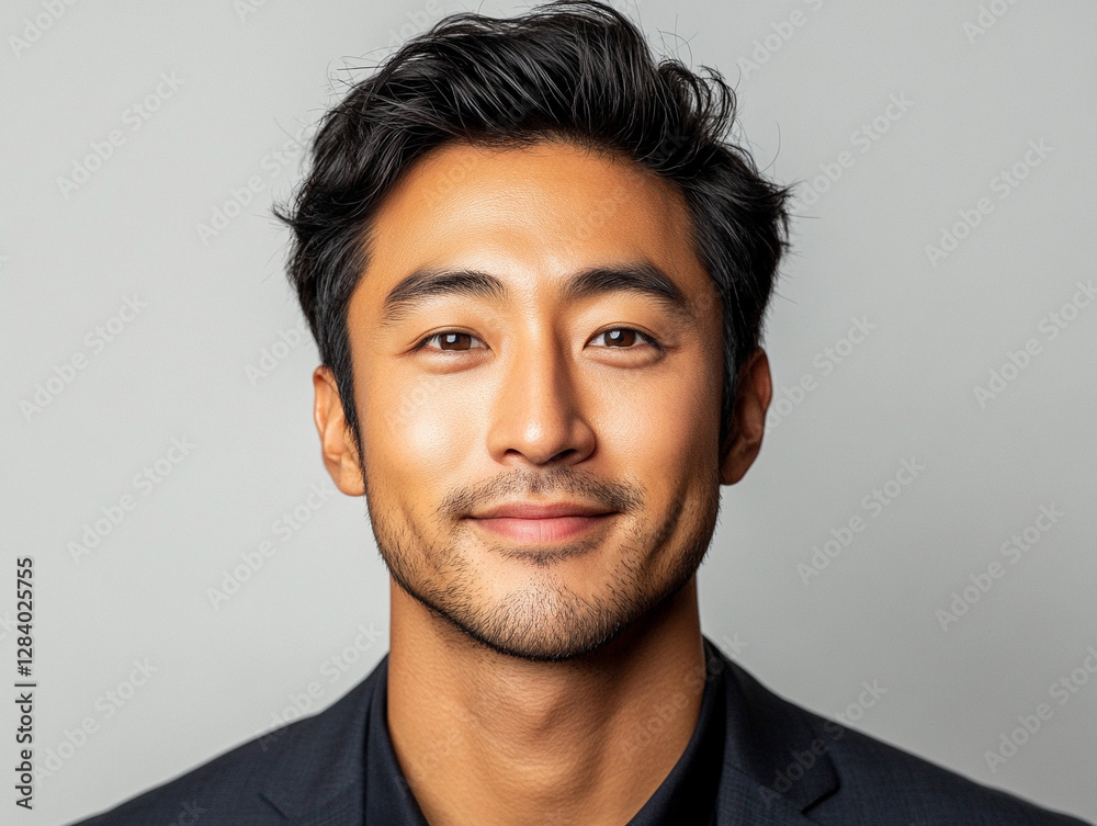 Confident young man smiling against light background Confident young man smiling against light background