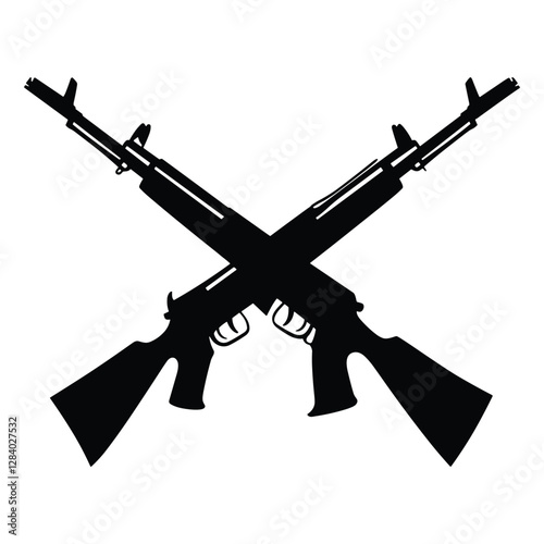 Crossed Assault Rifles – Tactical Weapon Illustration