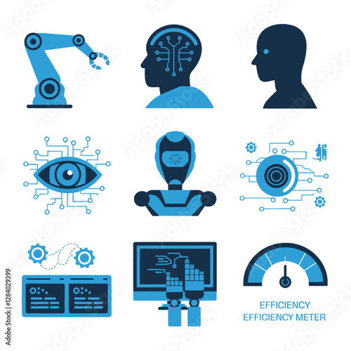 vector Artificial Intelligence model Robot  with ai info-graph design help in business
