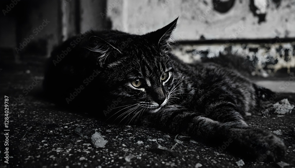 Black Cat in Urban Setting