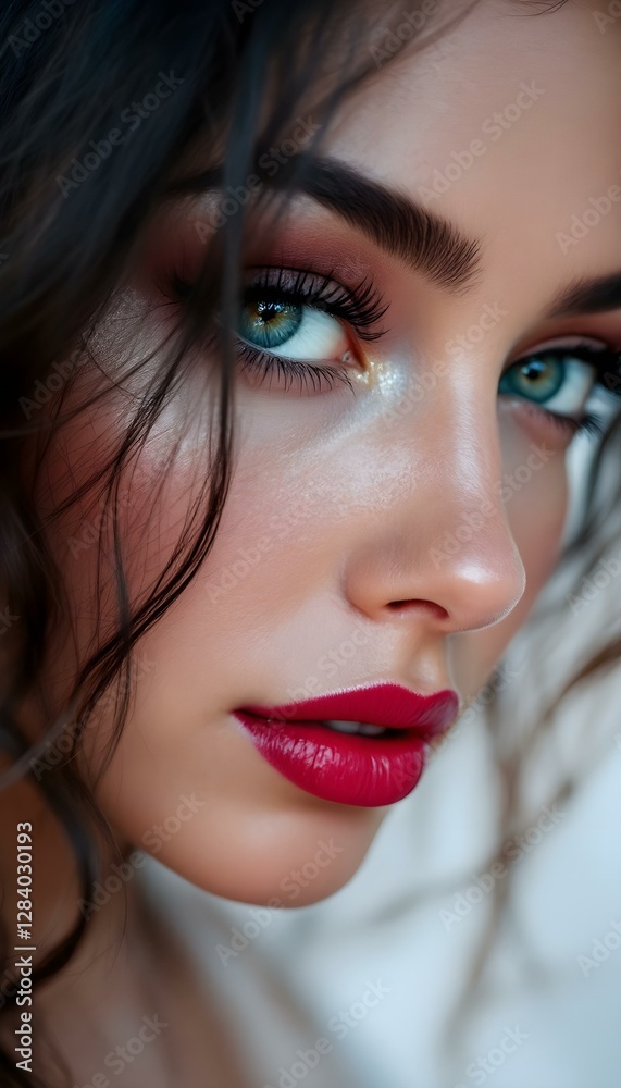Intense Blue-Eyed Beauty: A Close-Up Portrait