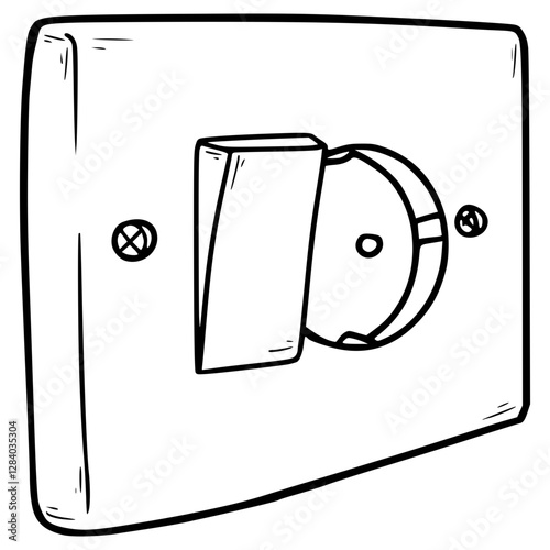 electrical outlet and switch illustration hand drawn outline vector