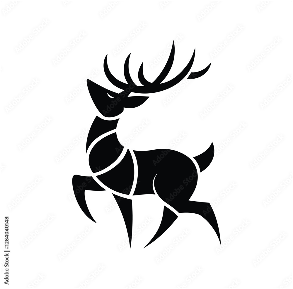 black deer silhouette with artistic modern design on white background black deer silhouette with artistic modern design on white background