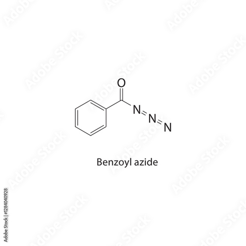 Benzoyl azide skeletal structure.Azide compound schematic illustration. Simple diagram, chemical formula.