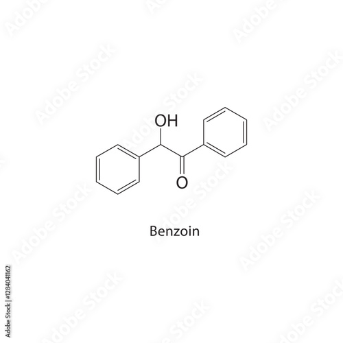 Benzoin skeletal structure.Hydroxy Ketone compound schematic illustration. Simple diagram, chemical formula.