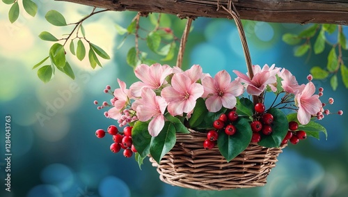 basket of pink flowers