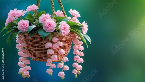 pink flowers in a basket