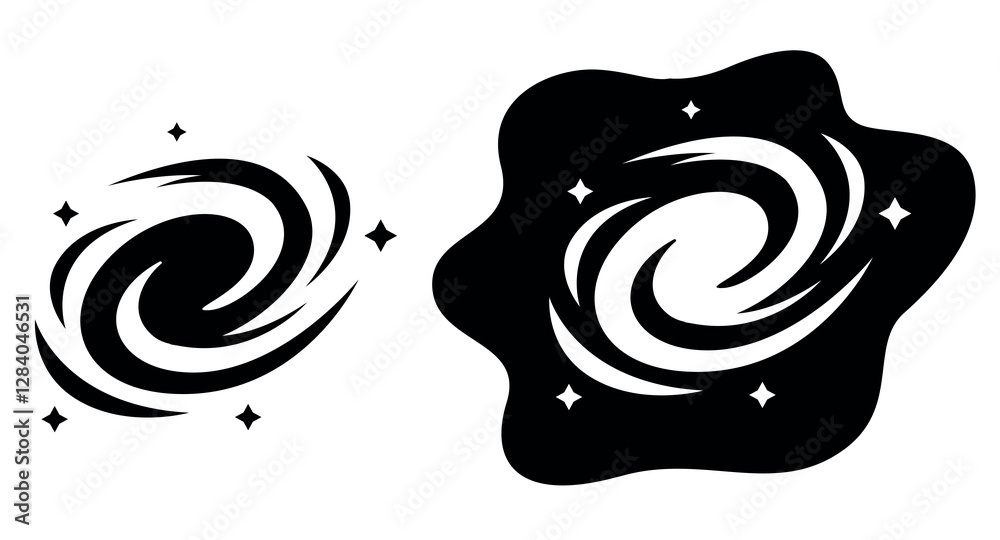 Minimalistic icon of a spiral Galaxy. Milky Way pictogram