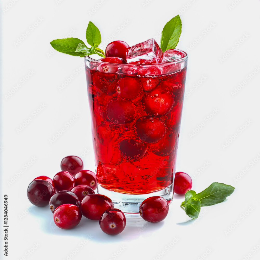 A refreshing cranberry-vodka beverage, perfect for summer parties isolated on a white background A refreshing cranberry-vodka beverage, perfect for summer parties isolated on a white background