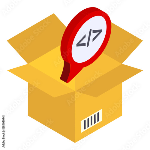 Fotografija Third Party Module or plug-in isometric Concept, Soft Product  Box Vector Icon D
