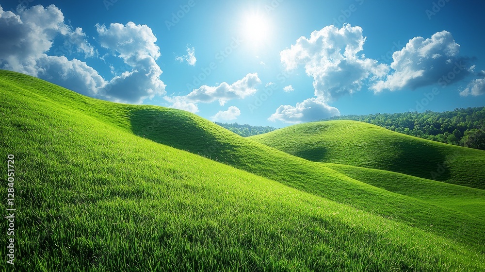 Obraz premium Breathtaking landscape views rolling green hills nature photography sunny day vibrant environment scenic beauty