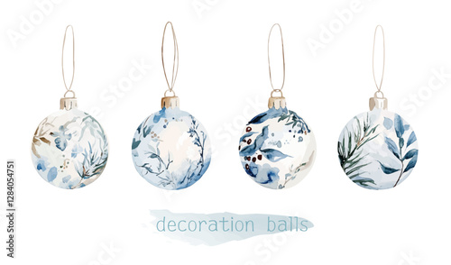 Watercolor Christmas decoration ball vector illustration, watercolor vector illustration，New Year, Easter