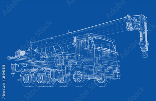 Car crane. Vector rendering of 3d