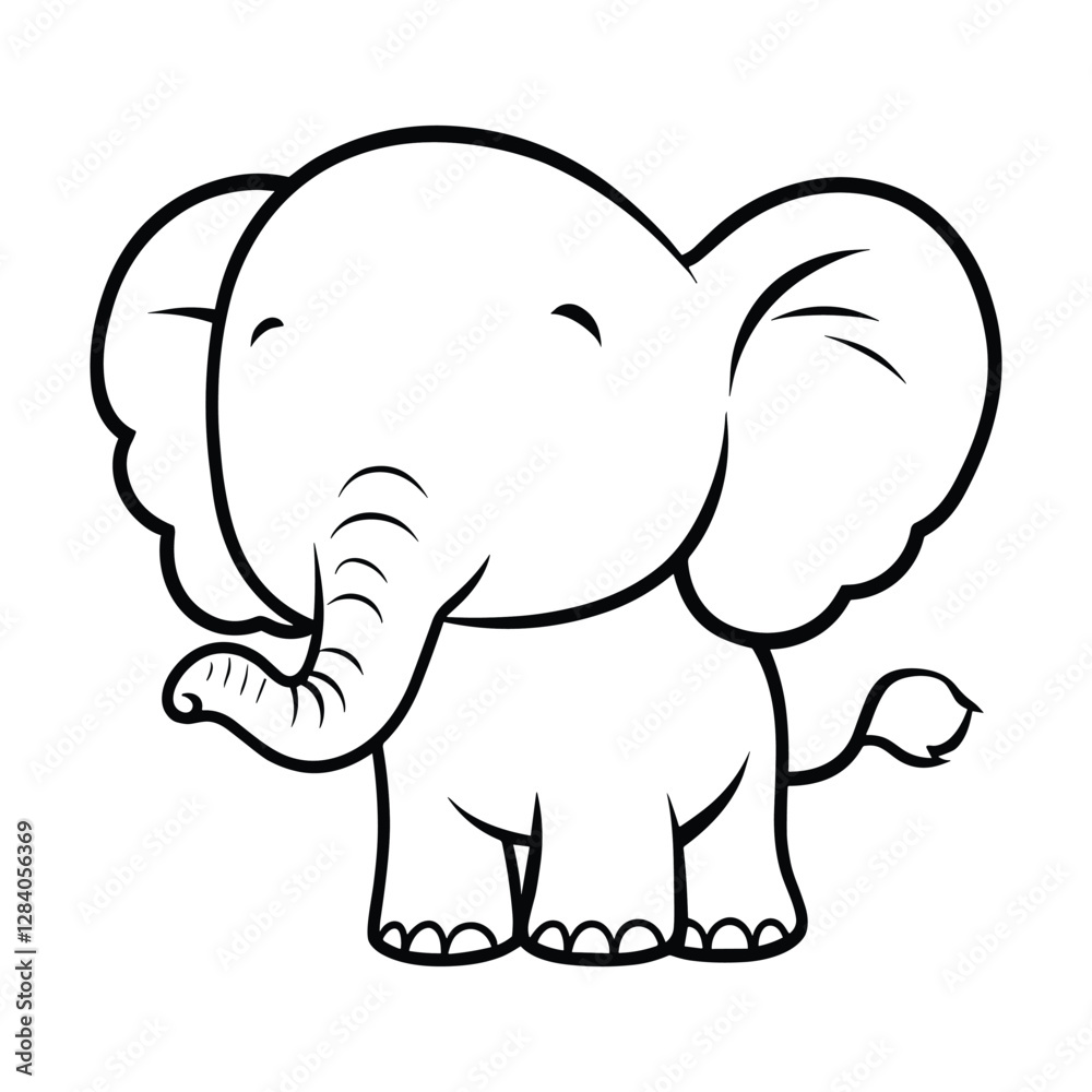 Fototapeta premium Minimalist Elephant Drawing – Cute Hand-Drawn Animal Sketch