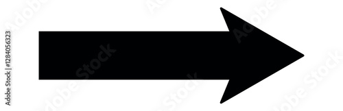 Long arrow. Black arrow pointing right. Black large arrow pointing right. Bold thine long arrow. Vector illustration.
