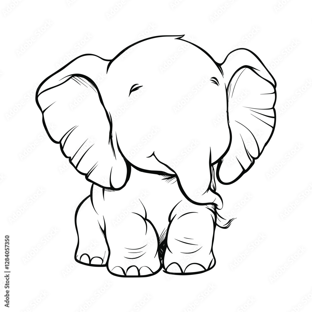 Fototapeta premium Simple Elephant Sketch – Minimalist Hand-Drawn Wildlife Illustration