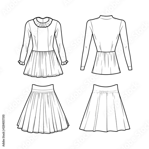 Stylish Outfit Sketch – Hand-Drawn Women’s Fashion Collection