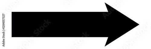 Long arrow. Black arrow pointing right. Black large arrow pointing right. Bold thine long arrow. Vector illustration.