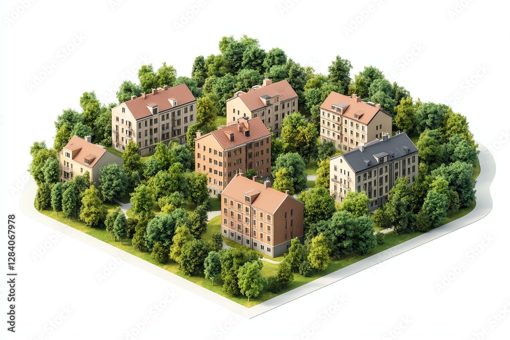 Miniature model of residential buildings. Miniature model of residential buildings.