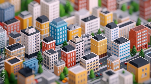 Colorful miniature city model with diverse structures.