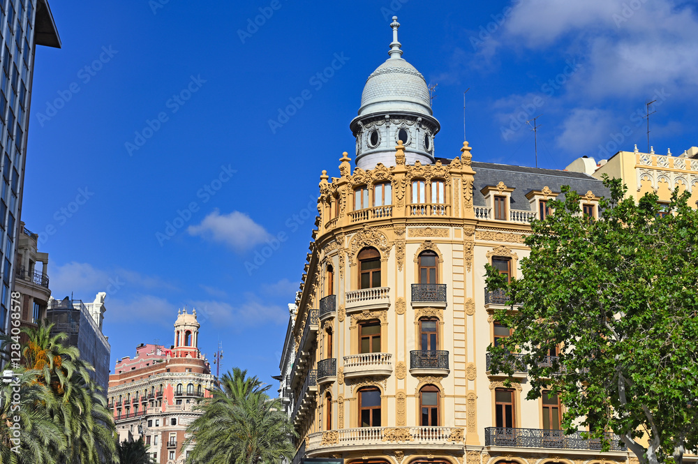 Naklejka premium Colorful old buildings in Valencia,Spain