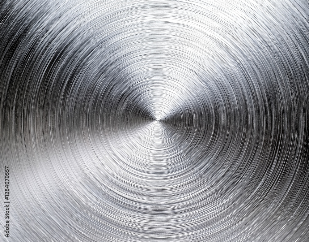 Obraz premium Metallic circular texture depicting swirling patterns on a polished surface illuminated by soft light