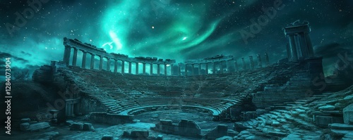 Wallpaper Mural Ancient roman amphitheater under spectacular northern lights sky Torontodigital.ca