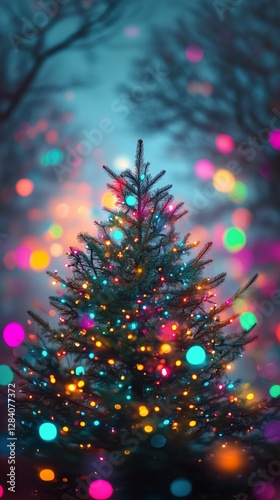 Colorful Lights Illuminate a Festive Atmosphere During Winter Celebrations