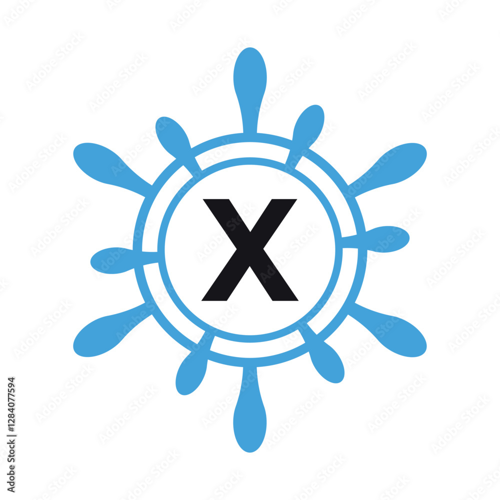 Initial marine Logo combine with letter X vector template Initial marine Logo combine with letter X vector template