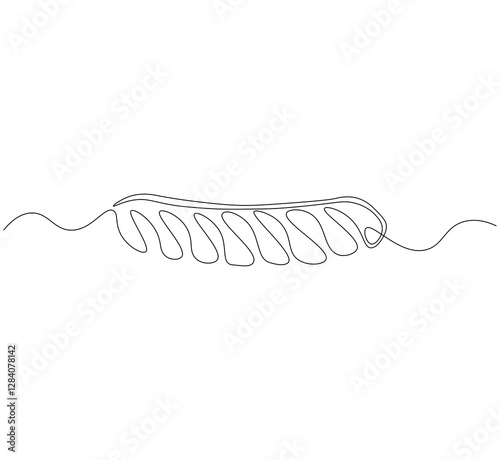 Grilled sausage continuous line. Continuous one line drawing sausage. Grill sausage concept. single line drawing