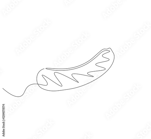 Grilled sausage continuous line. Continuous one line drawing sausage. Grill sausage concept. single line drawing