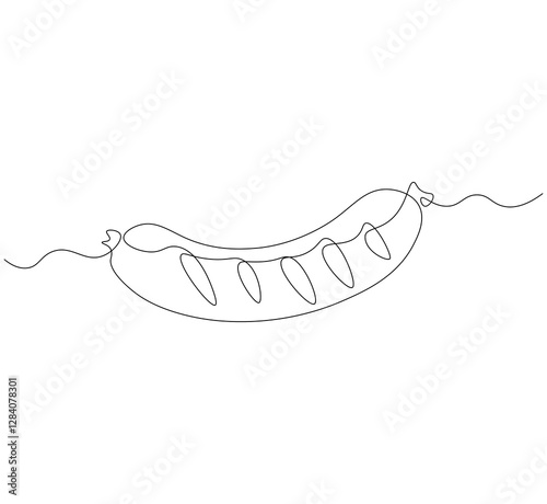 Grilled sausage continuous line. Continuous one line drawing sausage. Grill sausage concept. single line drawing