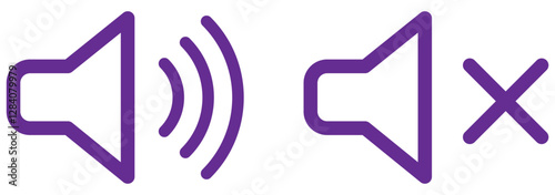 Volume on and off icon set