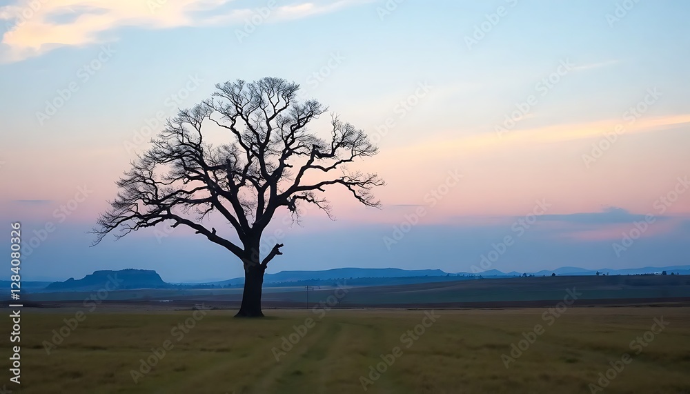 Solitary Tree A Picturesque Countryside Its Branches Solitary Tree A Picturesque Countryside Its Branches