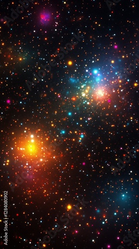 Colorful Cosmic Background Filled With Stars and Nebulae in Deep Space